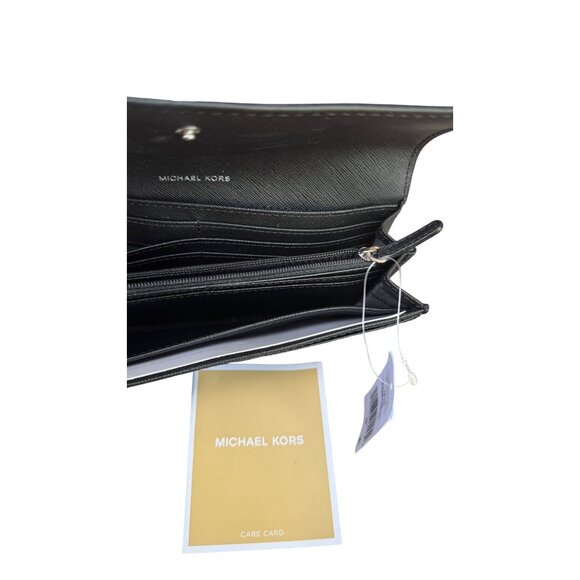 NWT Michael Kors  Black Fulton Flap ContinentalPebble Leather  MK Wallet - Picture 6 of 7